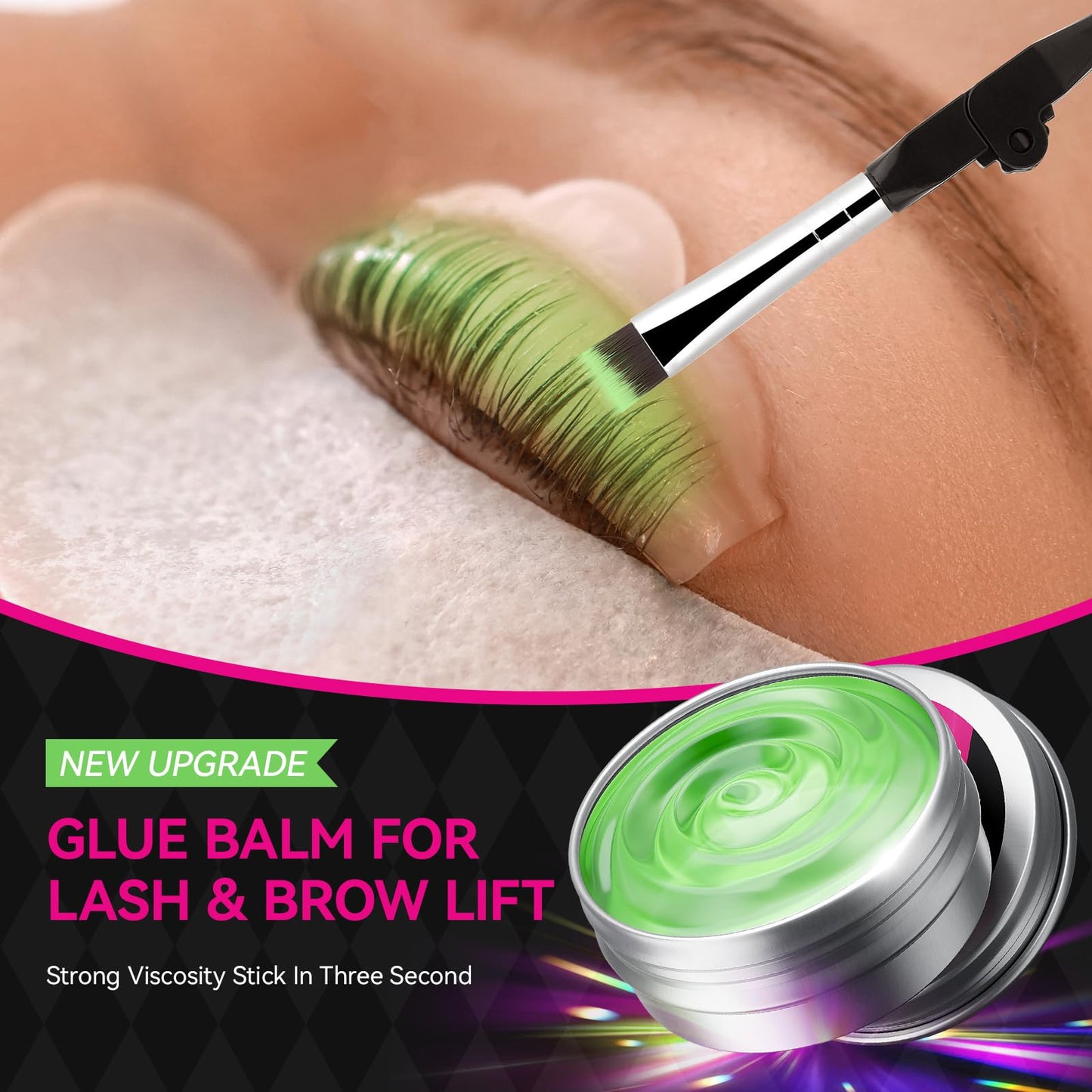 Lash Lift Glue Balm Kit, Upgraded Eyelash Lift Glue Balm with Lash Lift Pads and Brush for Perfect Eyelash Perm & Brow Lamination, Easy to Apply and Fast Drying & Strong Hold