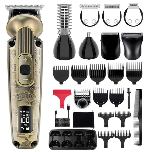 Hatteker Beard Trimmer Mustache Trimmer for Men 8 in 1 Adjustable Speed Waterproof Hair Clipper T-Blade Electic Razor Shavers Cordless Mens Gift Grooming Kit with Face Nose Body (Bronze)