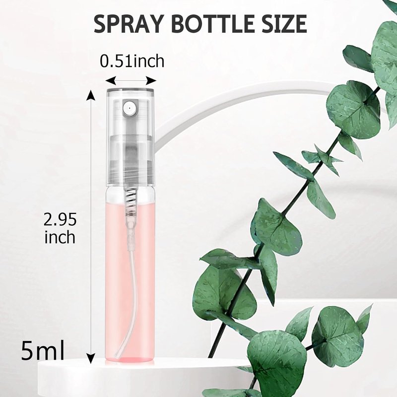 Mini Spray Bottle Set - 105PCS 5ML Clear Glass Refillable Fine Mist Atomizers | Travel & Essential Oils