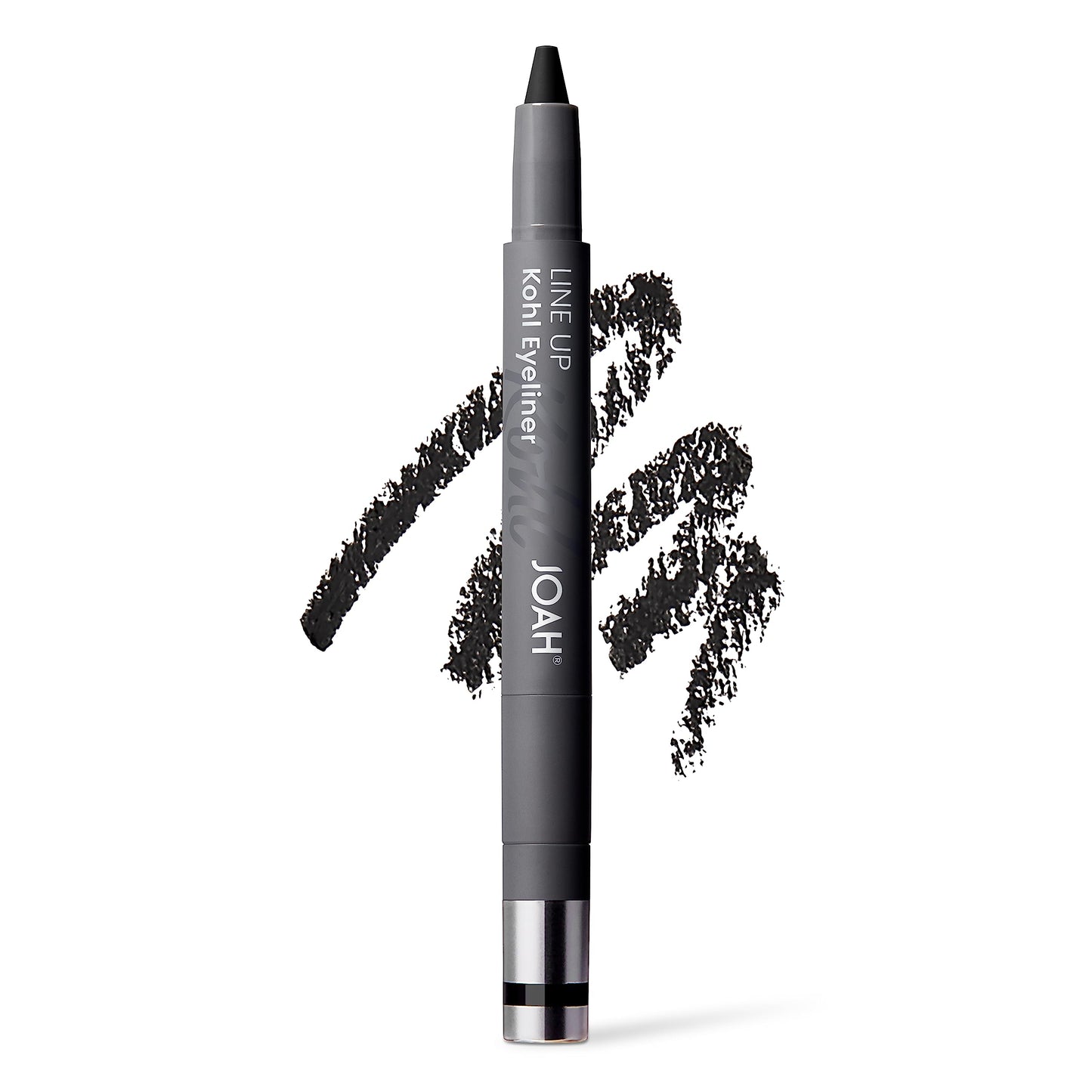 JOAH Beauty LINE UP Kohl Eyeliner, Ultra-Smooth & Highly Pigmented Silky Formula, Argan Oil Infused, Longwear, Transfer-Proof, Waterproof, Built-In Smudger & Sharpener - Charcoal
