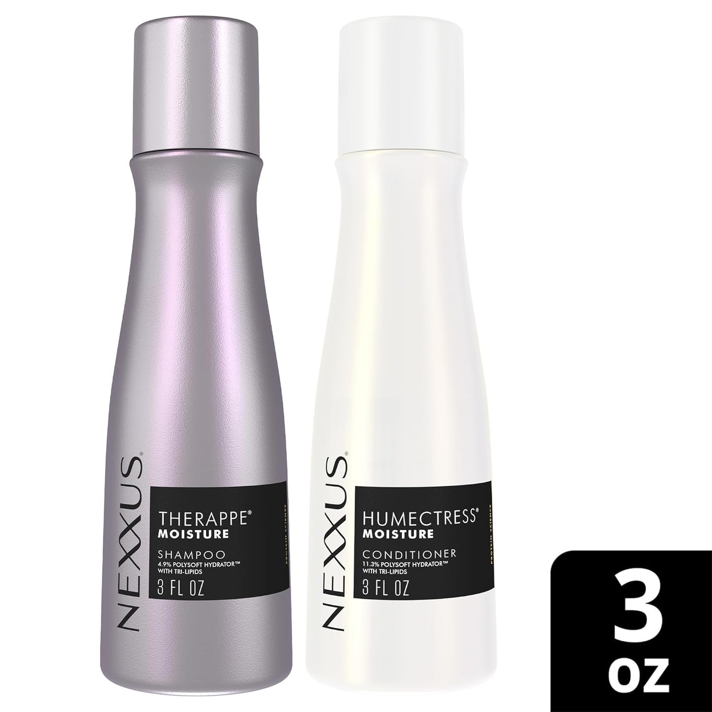 Nexxus Therappe Shampoo & Humectress Conditioner Set - Ultimate Moisture for Dry Hair | Travel Size, 3 Oz Each