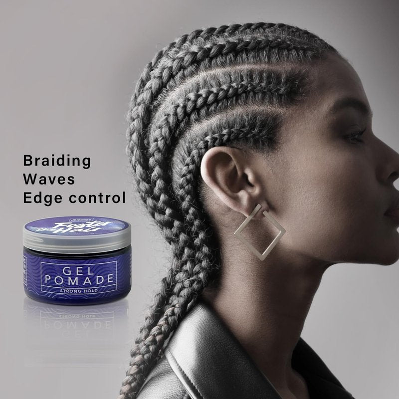 SAMSON'S HAIRCARE Foster the Hair Gel Pomade – High Hold, Water-Based for Braiding, Waves & Edge Control – Easy Rinse, Nourishing Formula 4 oz.