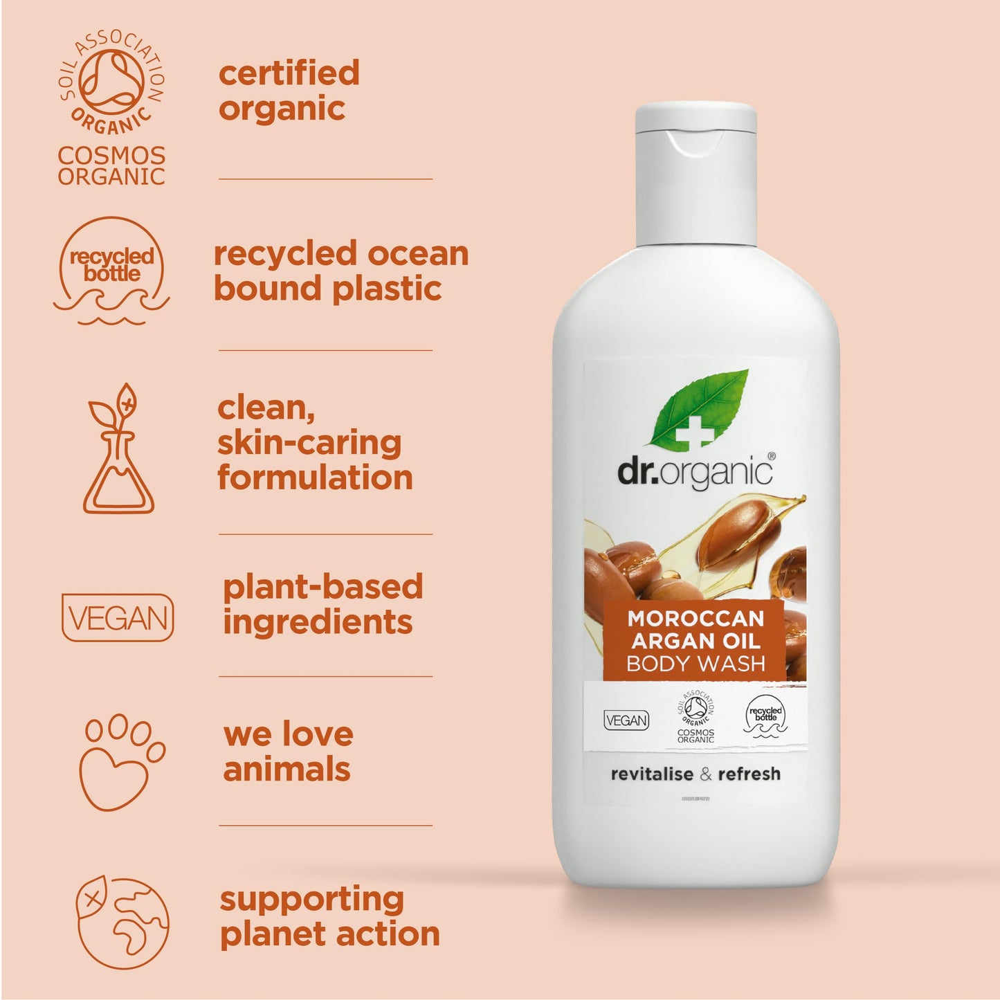 dr.organic argan body wash bagno doccia detergente corpo 250 ml by Dr. Organic