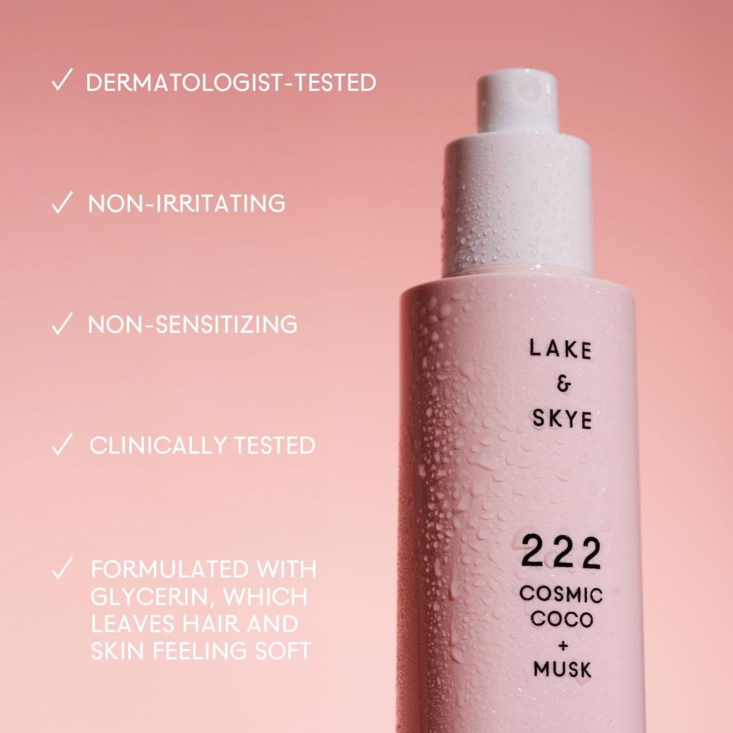 Lake & Skye Limited Edition Hair & Body Mist Discovery Set, 4 x 1 OZ, 222 Cosmic Coco + Musk, 333 Sheer Fig + Salt, 444 Sunkissed + Monoi, 555 Strawberry + Aire, Vegan, Paraben-Free