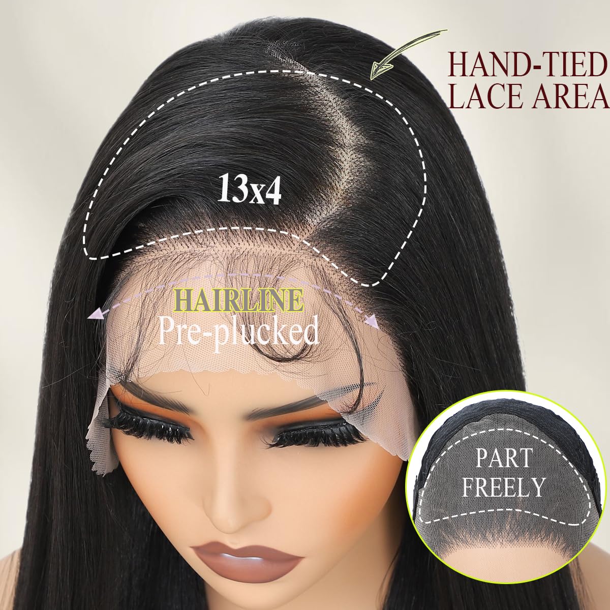 XCHJH 13x4 HD Lace Front Wig 30 Inch, Long Straight Black Synthetic Hair for Women, Glueless Pre Plucked with Baby Hair, Heat Resistant Fiber Wig for Daily Wear