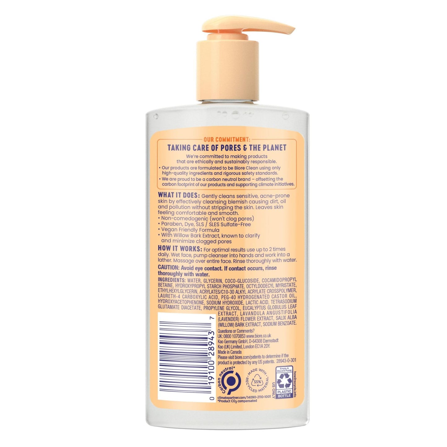 Biore Gentle & Breathable Acne Face Wash, Fragrance Free, 6.77 Oz