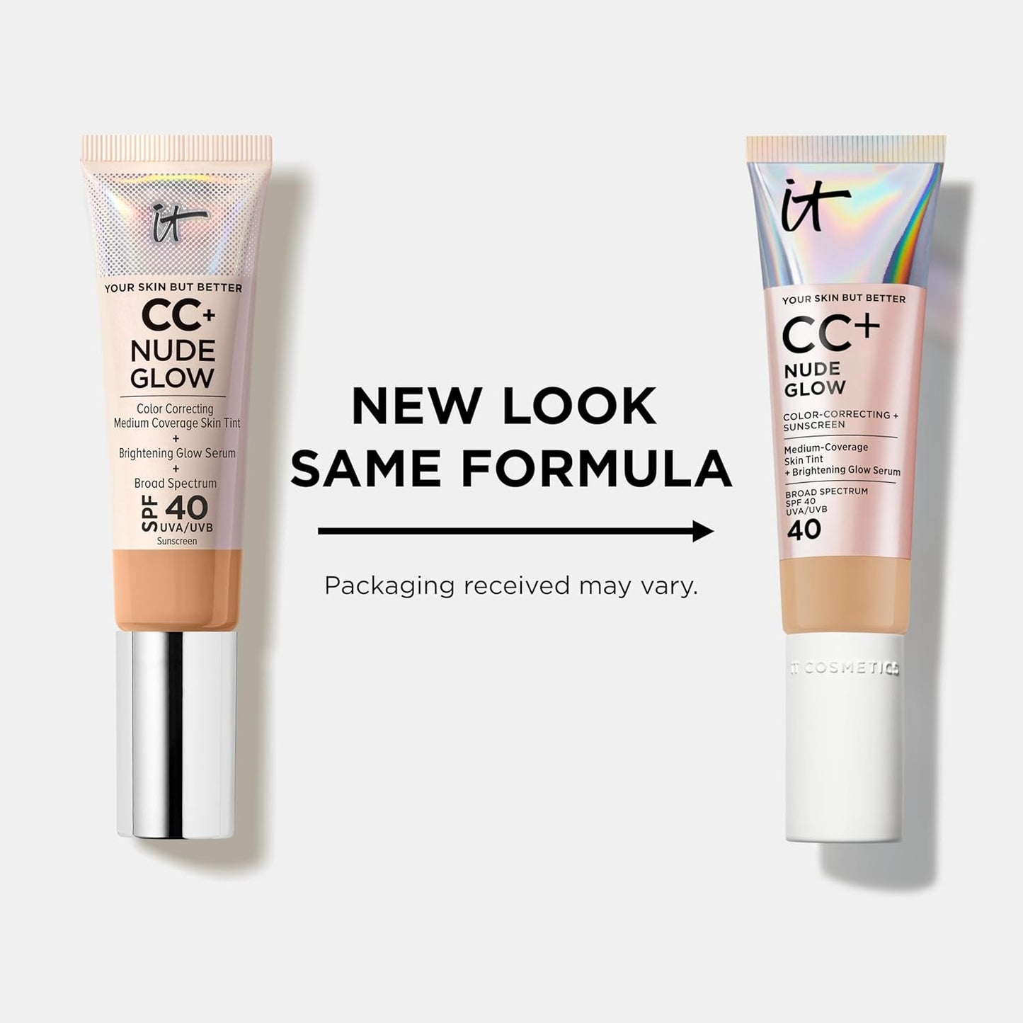 IT Cosmetics CC+ Nude Glow Foundation | Medium Coverage SPF 40, 2% Niacinamide & Hyaluronic Acid, 24H Hydration - 1.08 fl oz