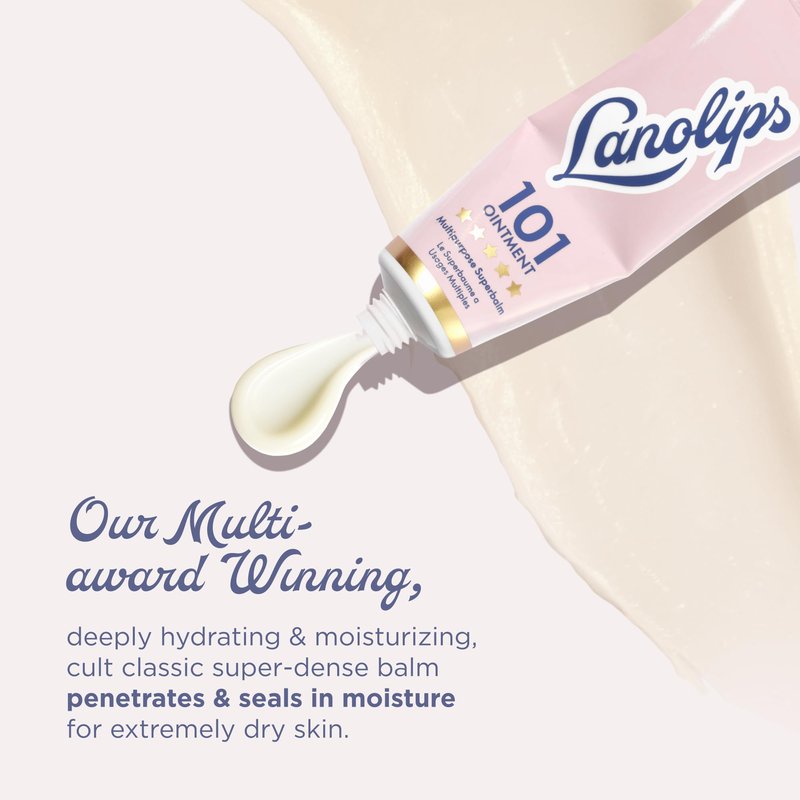 Lanolips 101 Multipurpose Ointment Duo - Lanolin Lip Balm & Healing Ointment for Skin Barrier Repair - Moisturizer for Dry Lips, Cuticles & Elbows - Original Superbalm (2-Pack, 0.52 oz each)