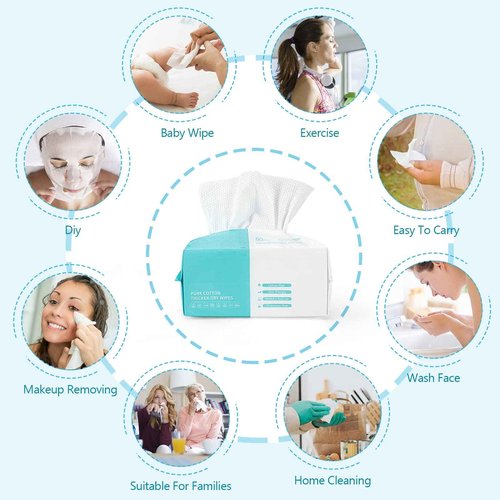 JANORS Disposable Face Towel 240 Count, 100% Cotton Face Towels, XL Thickened Facial Towels, Face Towelettes Disposable For Sensitive Skin, Makeup Remover Wipes, Nursing,Travel