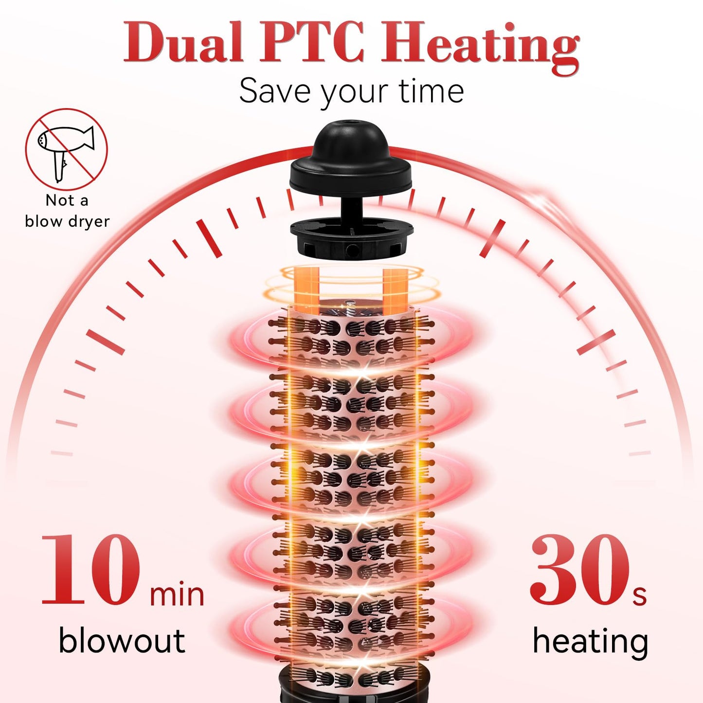 Ufree Ionic Thermal Brush, 1.5 Inch Heated Round Brush for Blowout, 30s Fast Heating Curling Brush with 9 Temp Settings, Dual Voltage Travel Hair Styling Tool, Not for Wet Hair