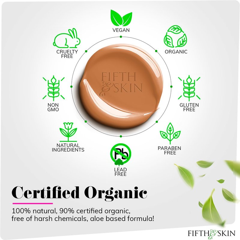 Fifth & Skin: Better’n Ur Skin Liquid Foundation (SOFT BEIGE) - Natural, Organic, Vegan, Cruelty-Free - Gluten-Free Beauty with Buildable Coverage and Palm-Free Luxury - 1 oz