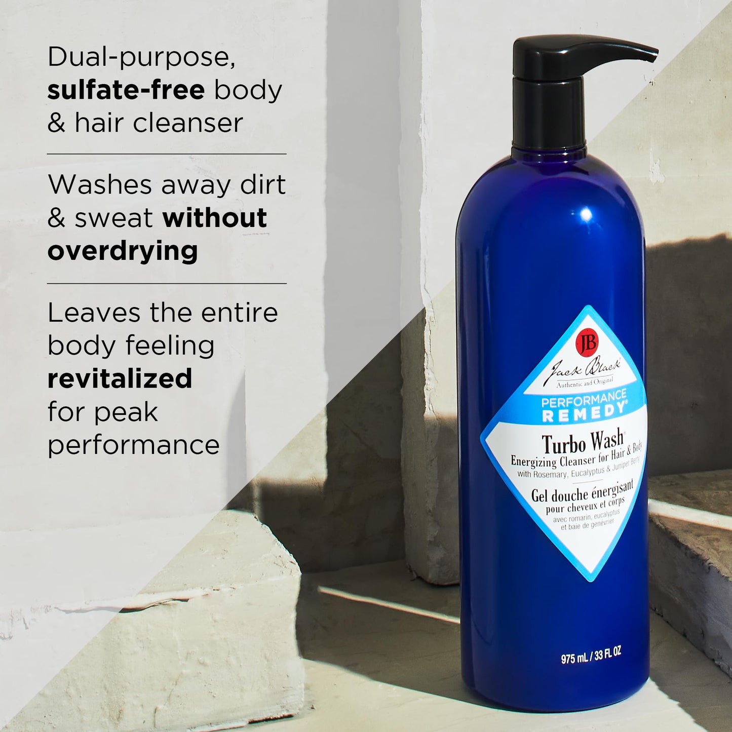 Jack Black Turbo Wash Energizing Body & Hair Cleanser, 10 Fl Oz – Rosemary, Eucalyptus & Juniper Berry – Mens Body Wash, Mens Shampoo, Skin Care, Hair Care, Dual-Purpose Body Wash Men, Sulfate–Free