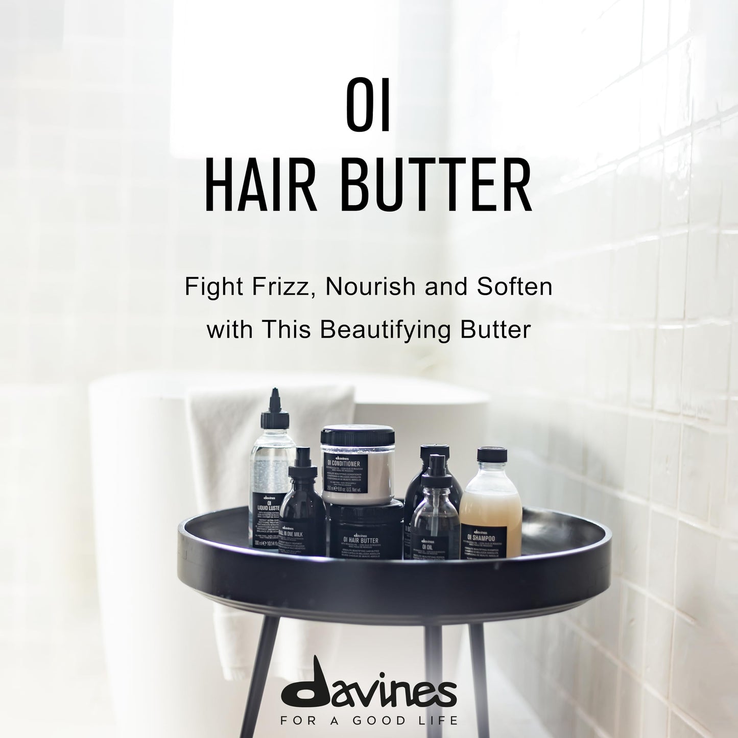 Davines OI Hair Butter, Deeply Nourishing Antioxidant Mask for All Hair Types - Hydrating Treatment Controls Frizz & Adds Instant Shine with Roucou Oil - Restores Softness & Body, 8.45 Fl Oz