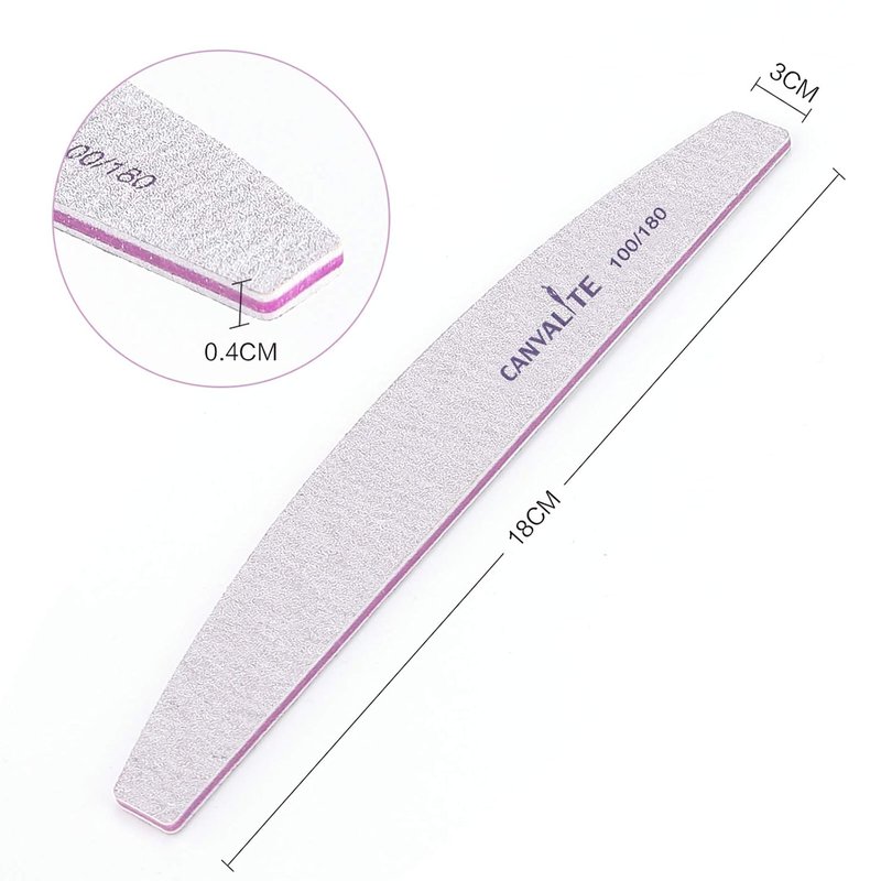 Canvalite Professional Nail Files - 100 PCS Reusable Double-Sided Emery Boards | 100/180 Grit for Home & Salon Use