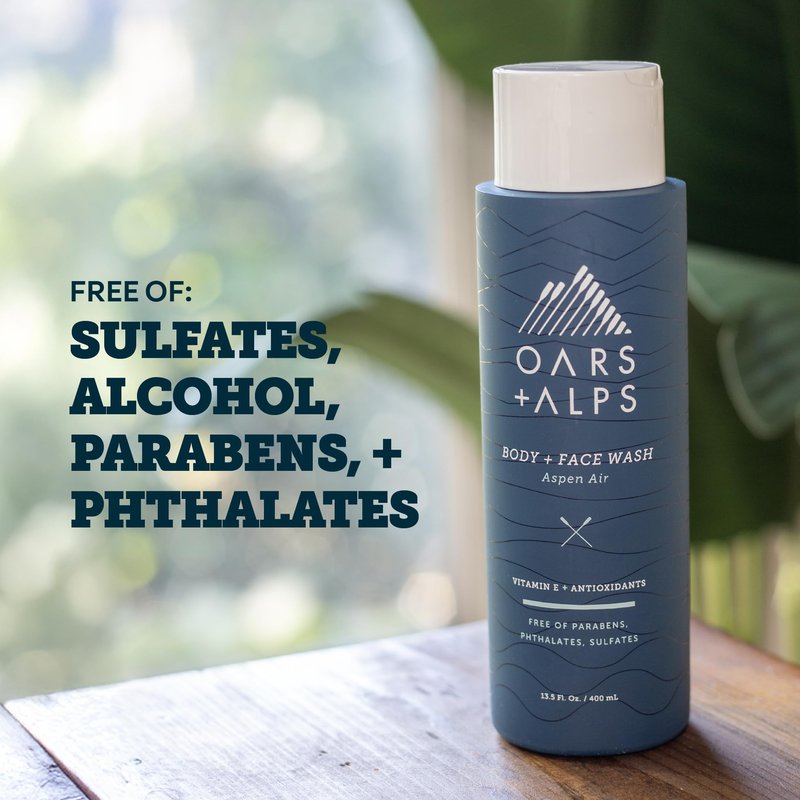 Oars + Alps Body Wash for Men, Mens Body Wash & Face Cleanser with Vitamin E & Antioxidants, Moisturizing, Paraben & Sulfate Free Cleanser, Aspen Air, 1pk