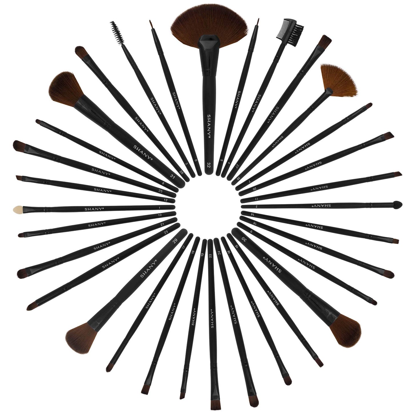 SHANY Makeup Brushes Premium Synthetic Foundation Powder Concealers Eye Shadows Cosmetics Brush Set with Faux Leather Pouch and Instruction sheet, 32 Count