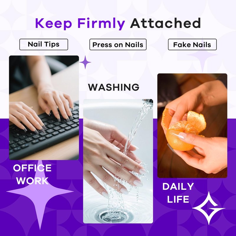 Glamonade Super Strong Nail Glue: Press on Nails, Acrylic Nails, Fake & False Nail Tips Glue - 10ml Brush on Professional Easy Long-Lasting Adhesive(10ml*3)