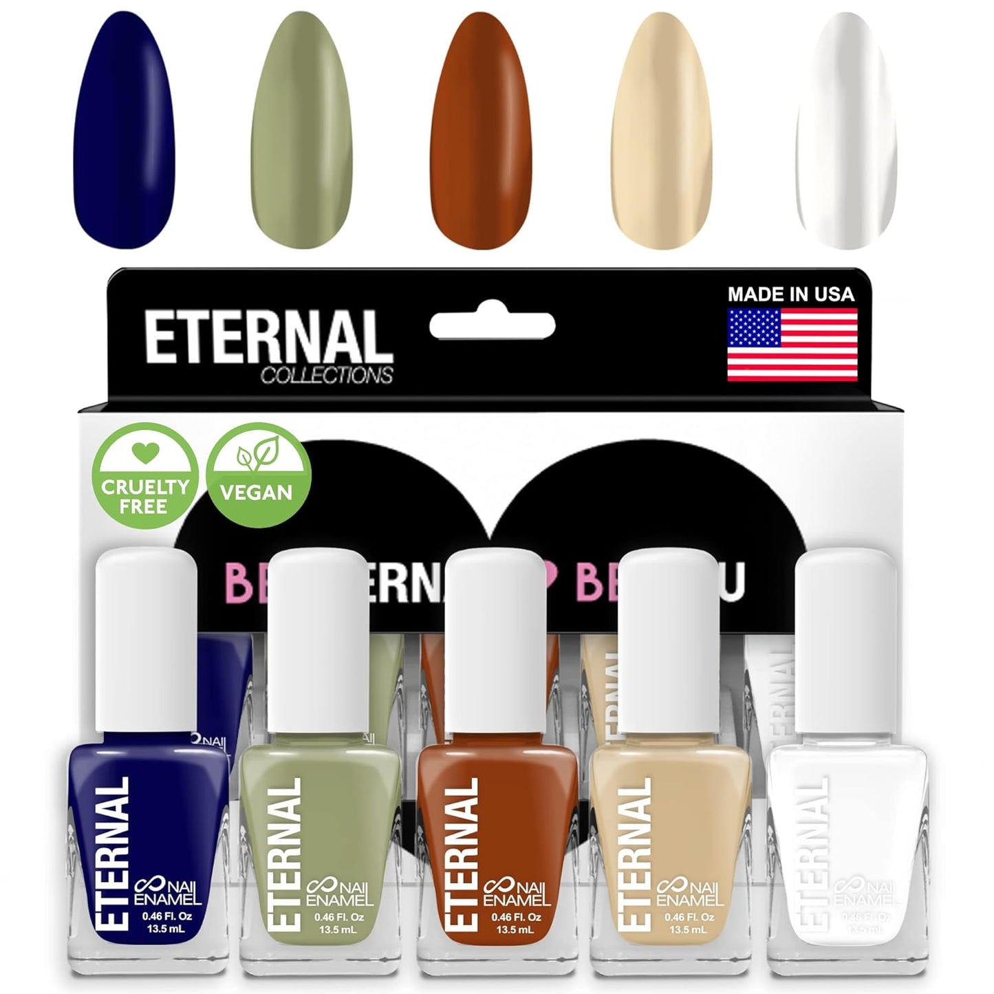Eternal Nail Polish Set - Long Lasting Quick Dry Nail Polish Kit for DIY Manicure & Pedicure | 13.5mL, Set of 5