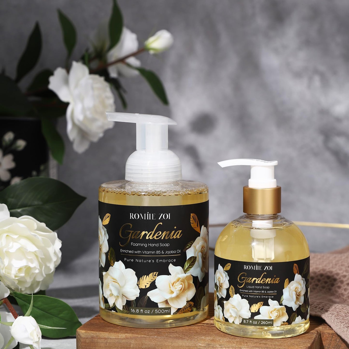 ROMIIE ZOI Foaming Hand Soap with Gift Box- Gardenia - Biodegradable Formula Moisture & Revitalize - 500ml/ 16.8oz