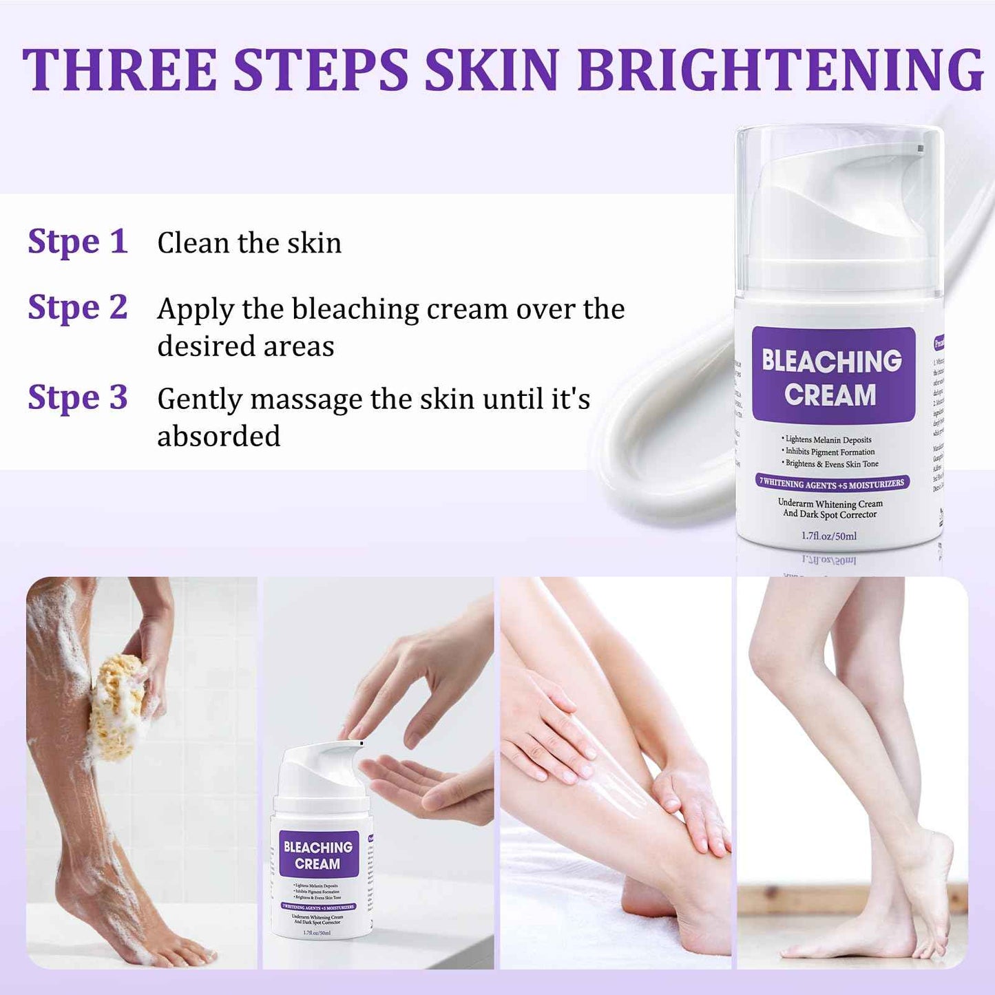 Dark Spot Remover for Body, Skin Bleaching Cream with Vitamin C for Intimate Areas, Skin Lightening Cream Dark Spot Corrector for Underarms, Knees, Face, Elbows, Inner Thighs & Bikini Line,1.7fl oz