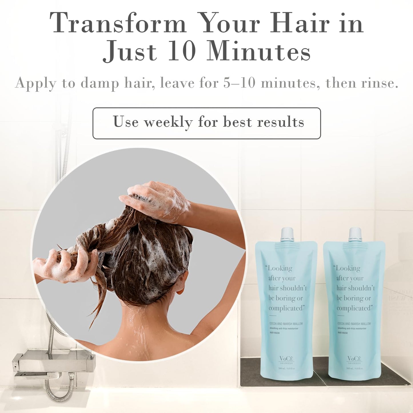 VoCÊ Haircare – Natural Cocoa and Marshmallow Hair Mask | Repairing, Smoothing, Anti-Frizz, Vegan, Cruelty-Free, Clean Haircare, Leaping Bunny Certified (6.8 oz | 200 ml)