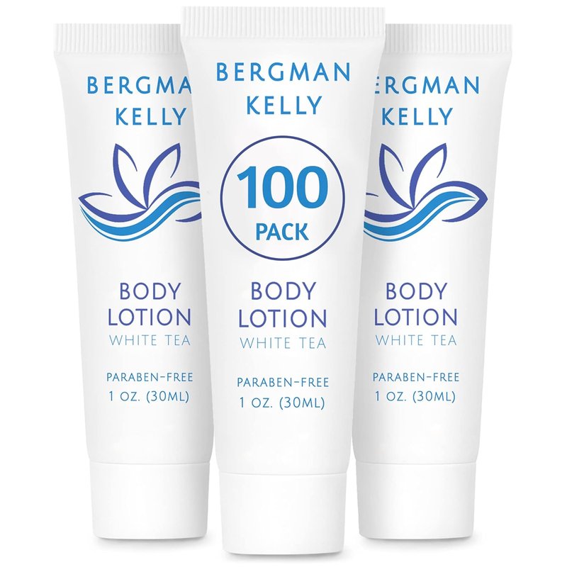 Bergman Kelly Travel Size Body Lotion - Refreshing White Tea | 1 fl oz, 100 Pack