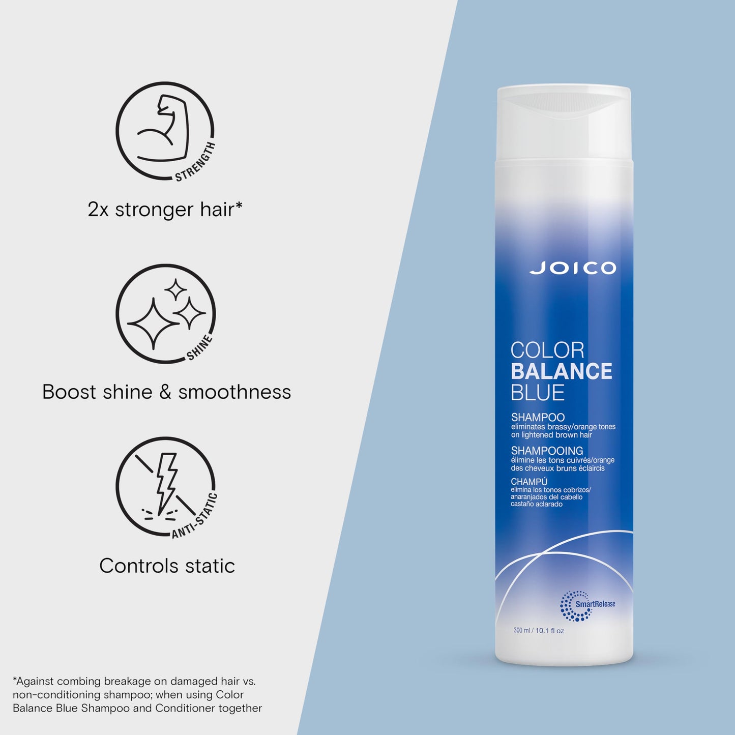 Joico Color Balance Blue Shampoo and Conditioner | For Lightened Brown Hair | Eliminate Brassy Orange Tones | Boost Color Vibrancy & Shine | Protect Against Harmful UV Radiation | With Rosehip Oil