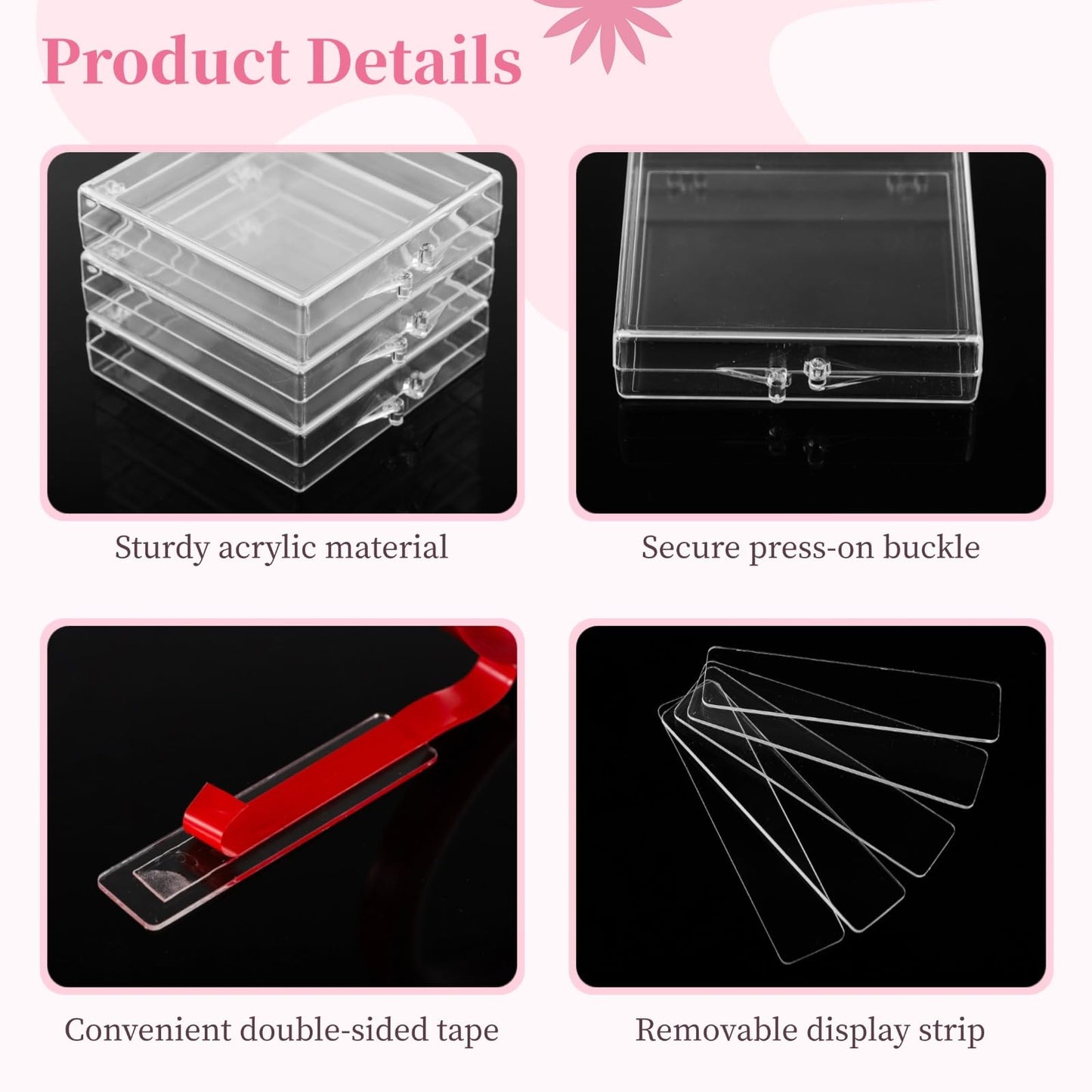 Press On Nail Display Boxes, 40 Pcs 3D Floating Cases, Clear PE Film Storage - Nail Art Organizer & Earring Display for Salons