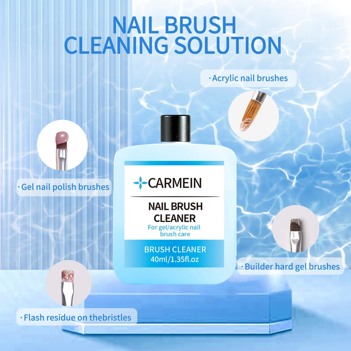 CARMEIN Nail Cleaner & Brush Cleaner & Gel Nail Polish Remover, 40ml/1.35fl.oz Must-Have Nail Care Trio