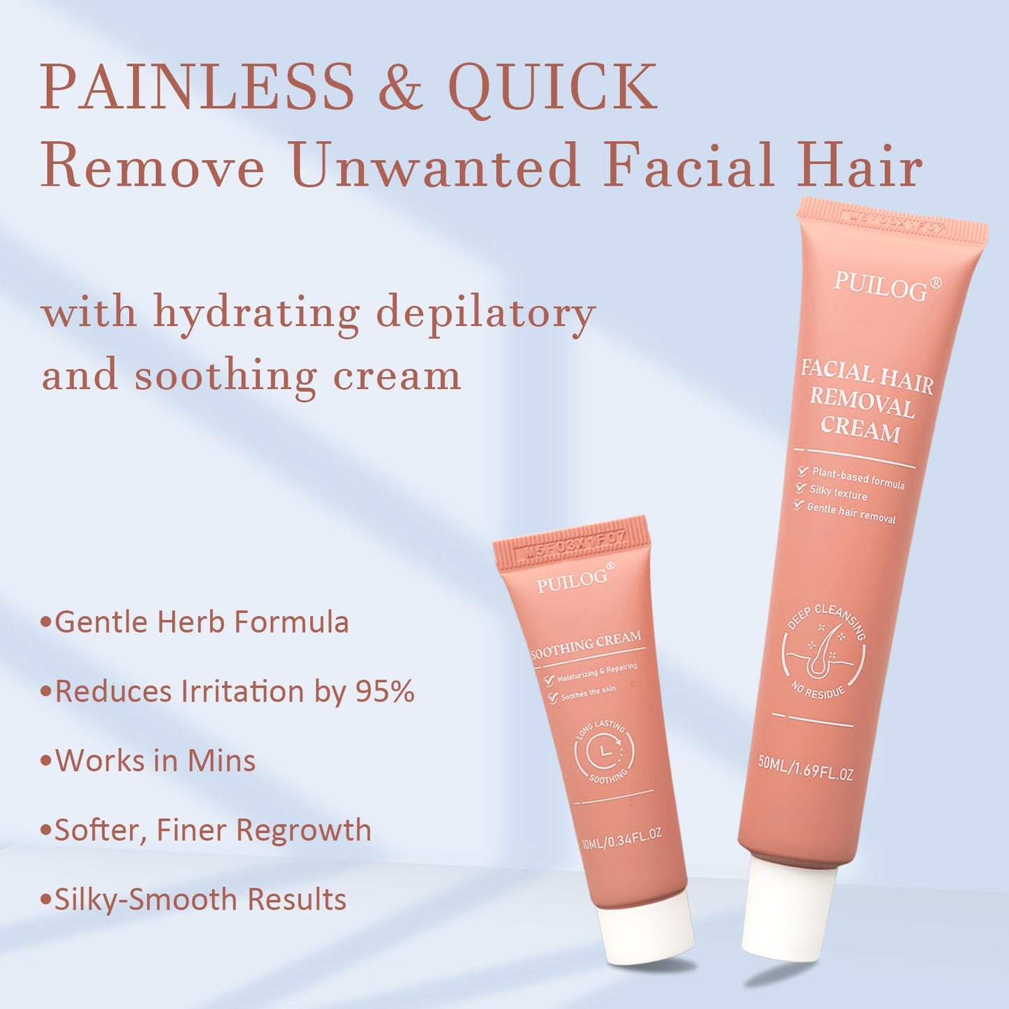 Facial Hair Removal Cream Kit for Women Face, Painless Soothing Hydrating Facial Depilatory Cream, 4 Min Flawless Upper Lip, Chin Fine Hair Remover, Sensitive Skin Hair Removal At Home