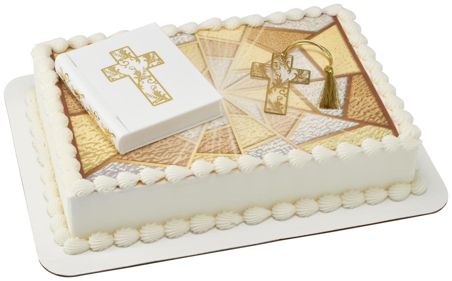 Religious Bible and Cross Cake Topper Multi