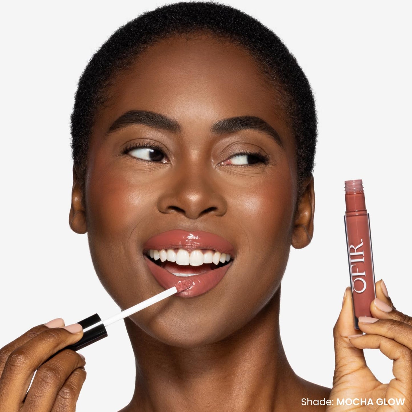 OFIR Hue Hydrator Lip Jelly - Luminous Gloss With Apricot & Coconut Oil | Mocha Glow - Warm Terracotta, 0.135 Fl oz