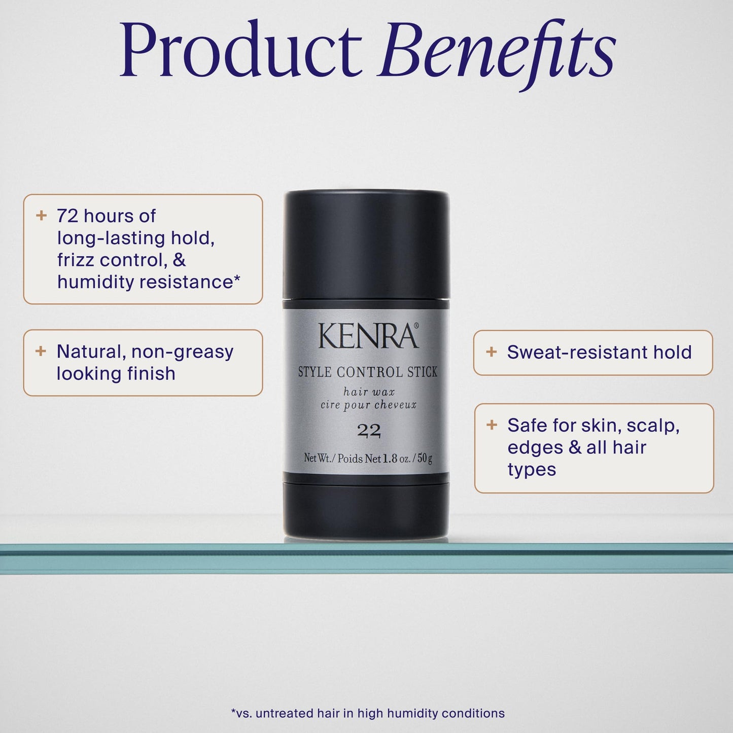 Kenra Professional Style Control Stick 22 | Hair Wax | Smooth, Sleek Styles | Long-Lasting Hold, Frizz Control, & Humidity Resistance | Sweat-Resistant Hold | Safe for Skin, Scalp & Edges | 1.8 oz