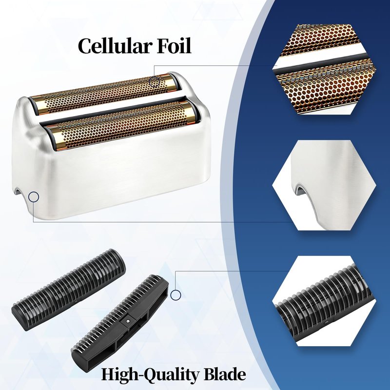 2 Pack Shaver Replacement Foil and Cutters Compatible with BaBylissPRO Double FXFS2 Metal Shaver foil Replacement,Silver