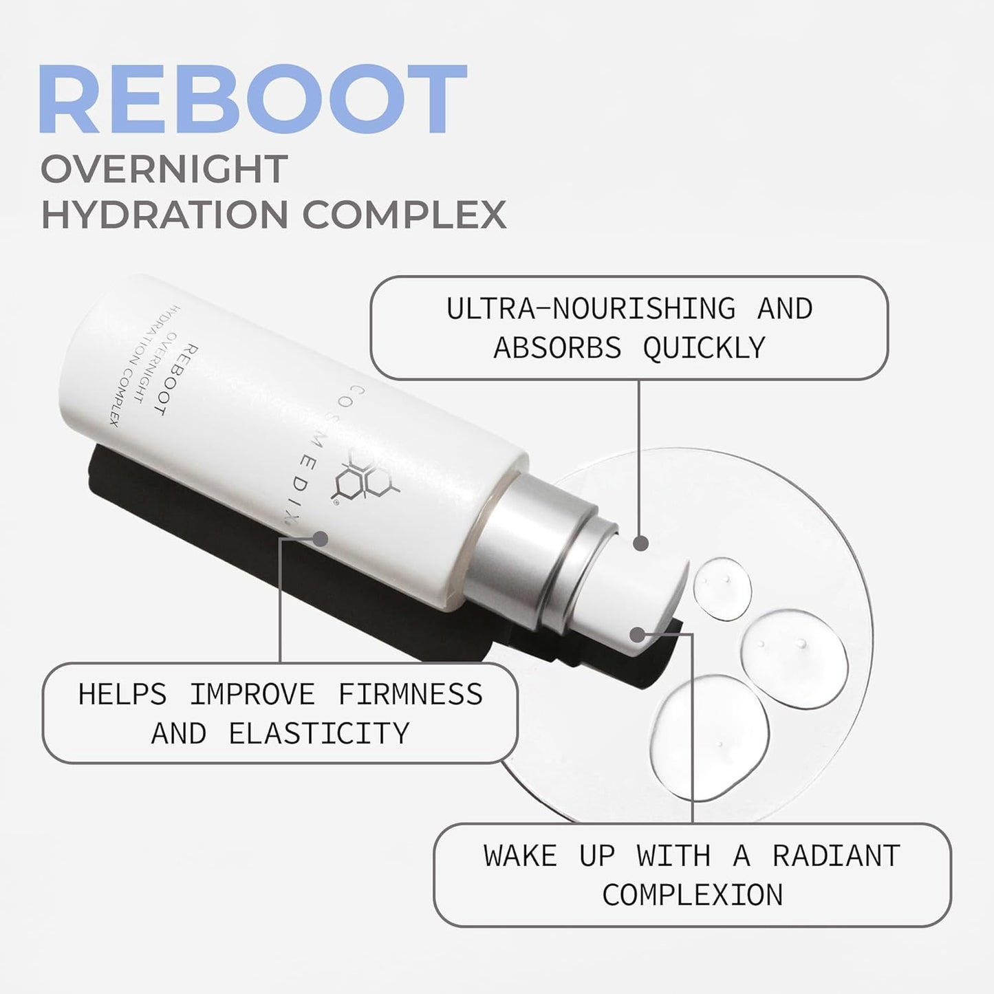**COSMEDIX Reboot Overnight Face Serum - Hydrating Anti-Aging Probiotic Formula for Fine Lines & Wrinkles | All Skin Types**