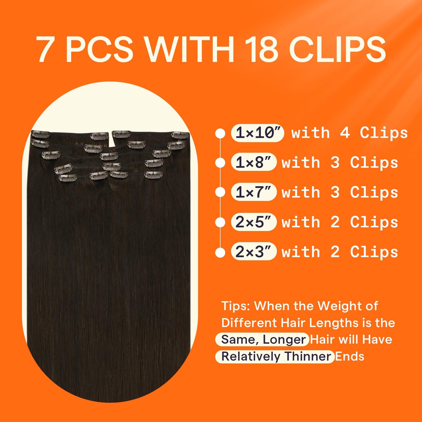 Full Shine Brown Clip in Hair Extensions