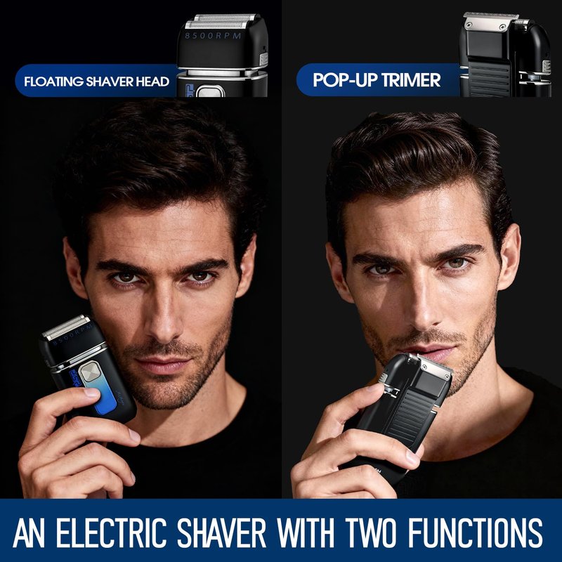 DSP Electric Shavers for Men, IPX6 Waterproof, Type-C, Rechargeable Shaver, 4-Blade Cutting System, Electric Foil Shaver, Travel Lock (Black)