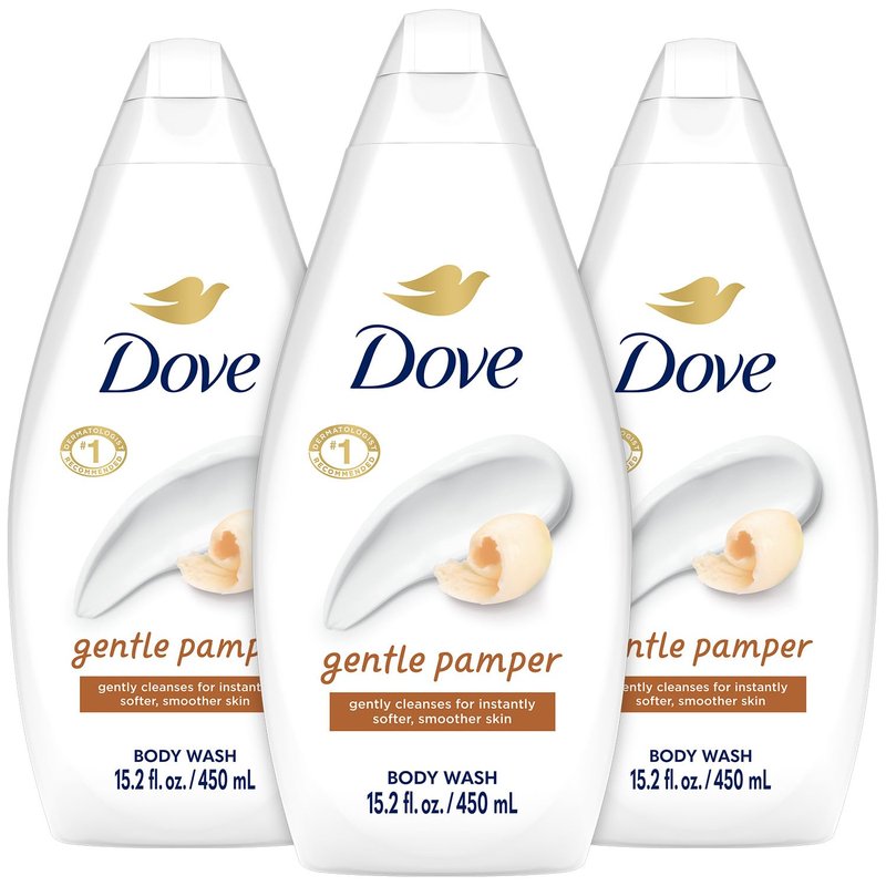 Dove Body Wash, Gentle Pamper 3-Pack – Soothing Moisturizing Cleanser for Soft Skin, 15.22 Oz Ea
