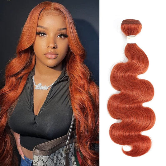 REMY Hair Brazilian 100% Human Hair Bundles Burnt Orange Hair Extension Straight Hair Bundles for Black Women (14 Inch, color #350)