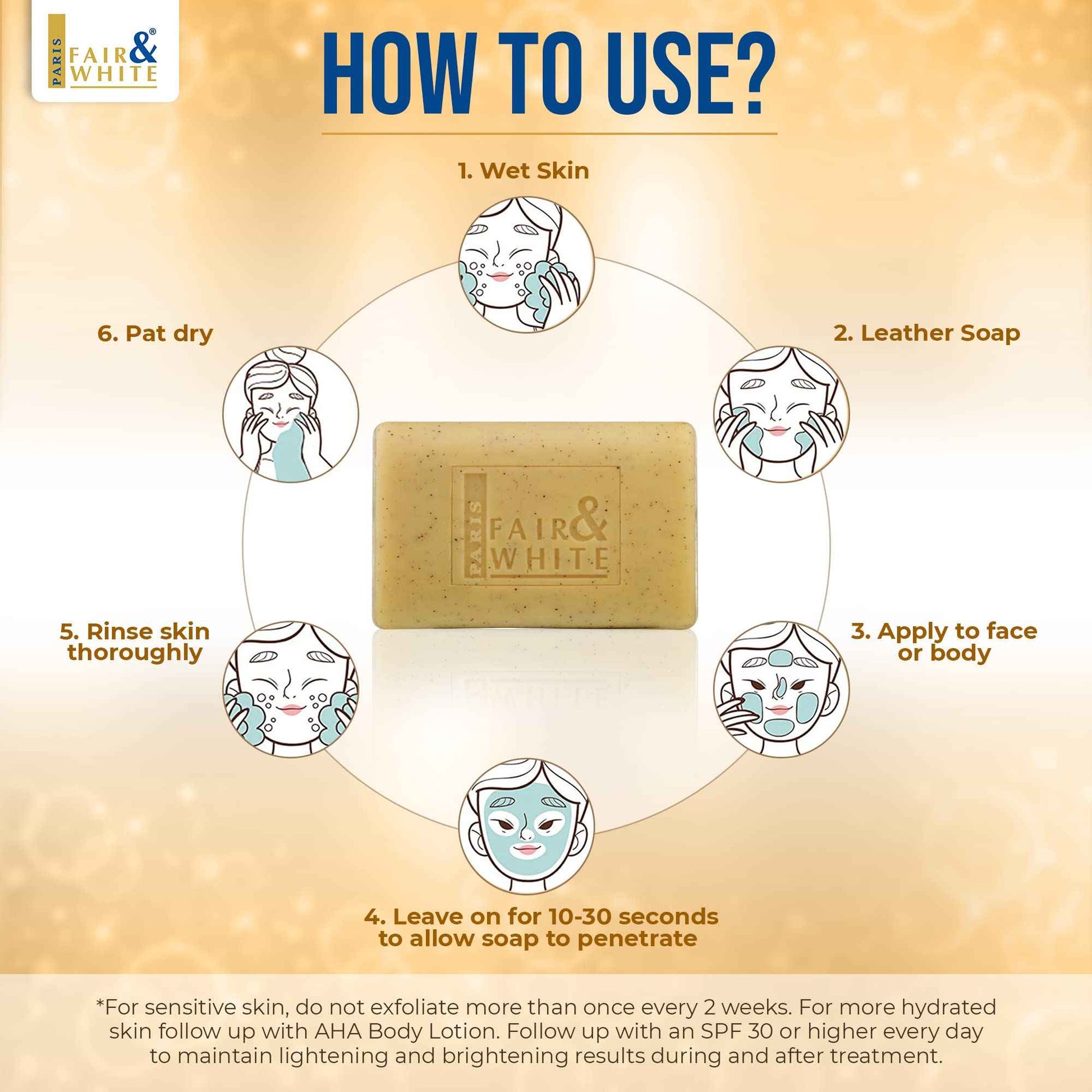 FAIR & WHITE Original AHA Exfoliating Soap - 200g / 7oz – Skin Brightening Soap, Lactic Acid Bar, Fade Dark Spots on: Face, Knees, Body & Armpits