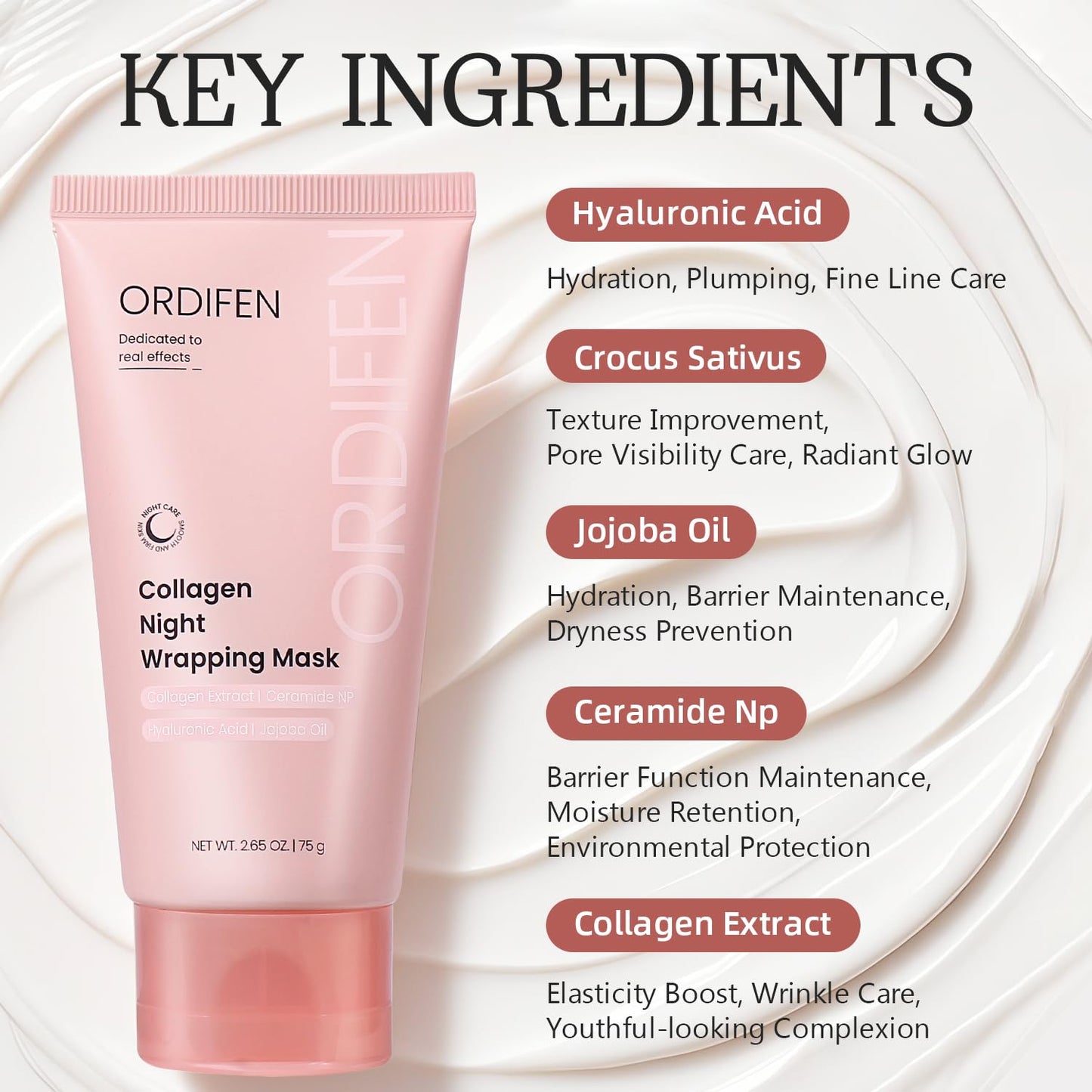 ORDIFEN Collagen Night Wrapping Mask for Glowing Skin, Overnight Wrapping Peel Off Facial Mask for Elasticity Hydration (Collagen Wrapping Mask)