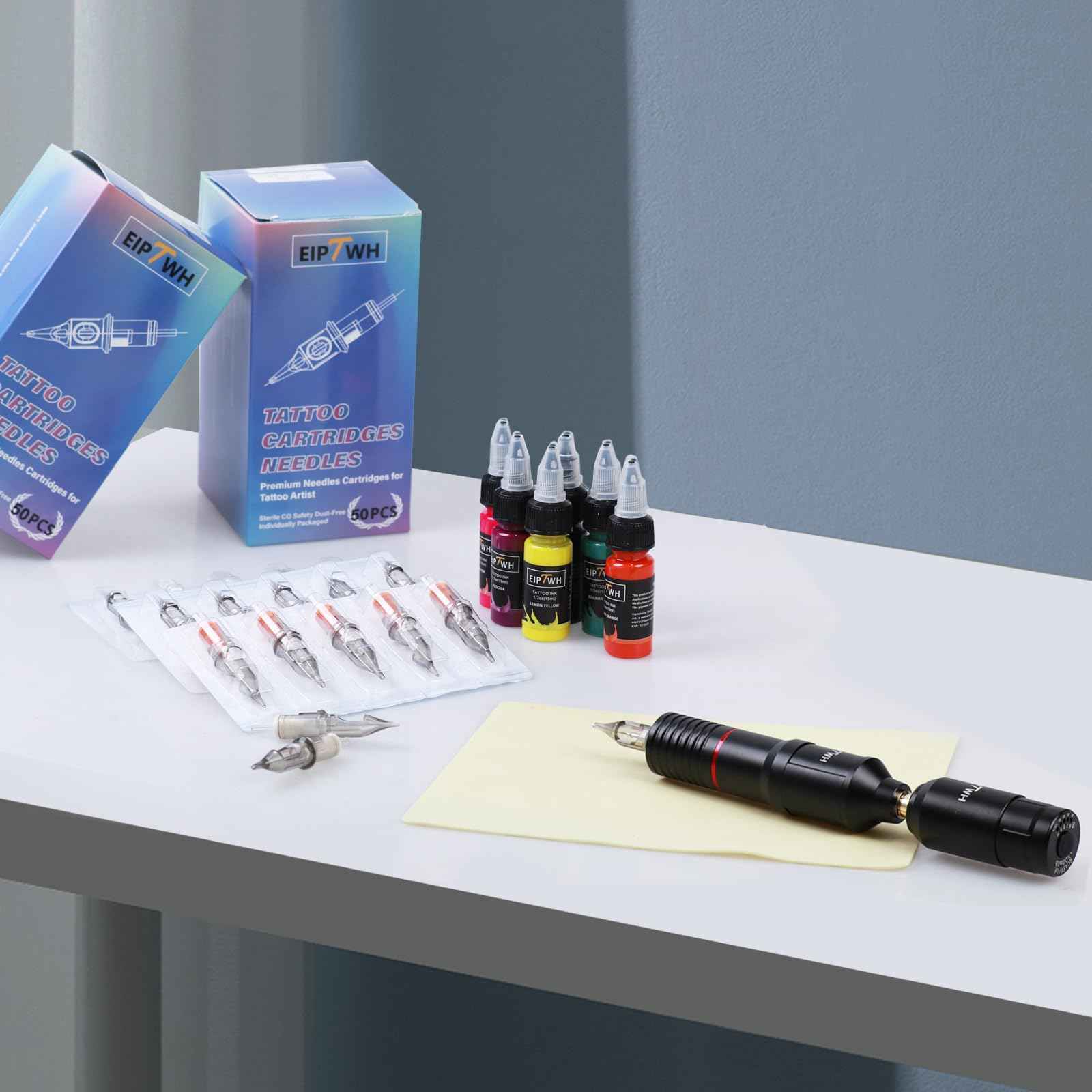 EIPTWH 50PCS Assorted Tattoo Cartridges Needles,#12RL RS M1 Round Shader Mixed Size Tattoo Gun Cartridges Needles-5x(1RL 3RL 5RL 7RL 3RS 5RS 7RS 5M1 7M1 9M1) Disposable Tattoo Needles with Membrane