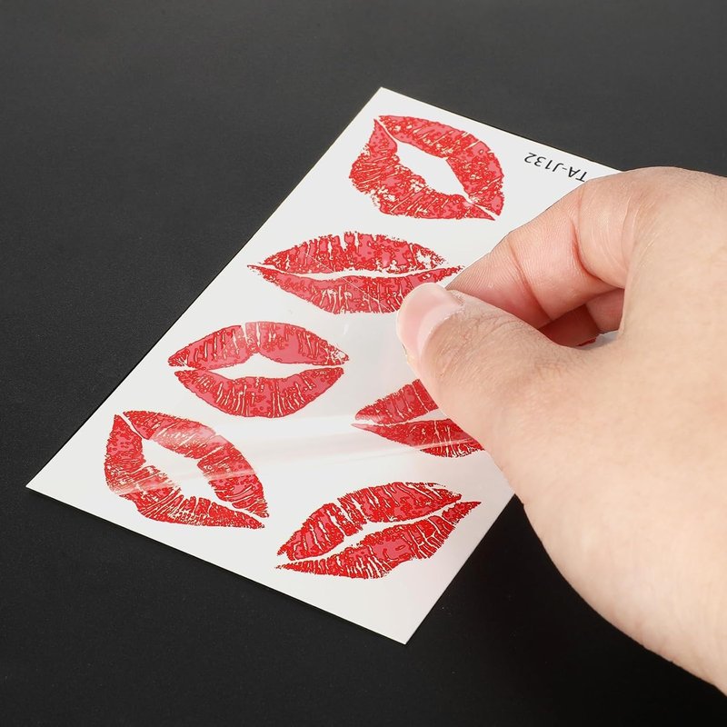 Red Lips Temporary Tattoo Stickers - 320 Pcs | Halloween Kiss Design for Adult Women Party Decor