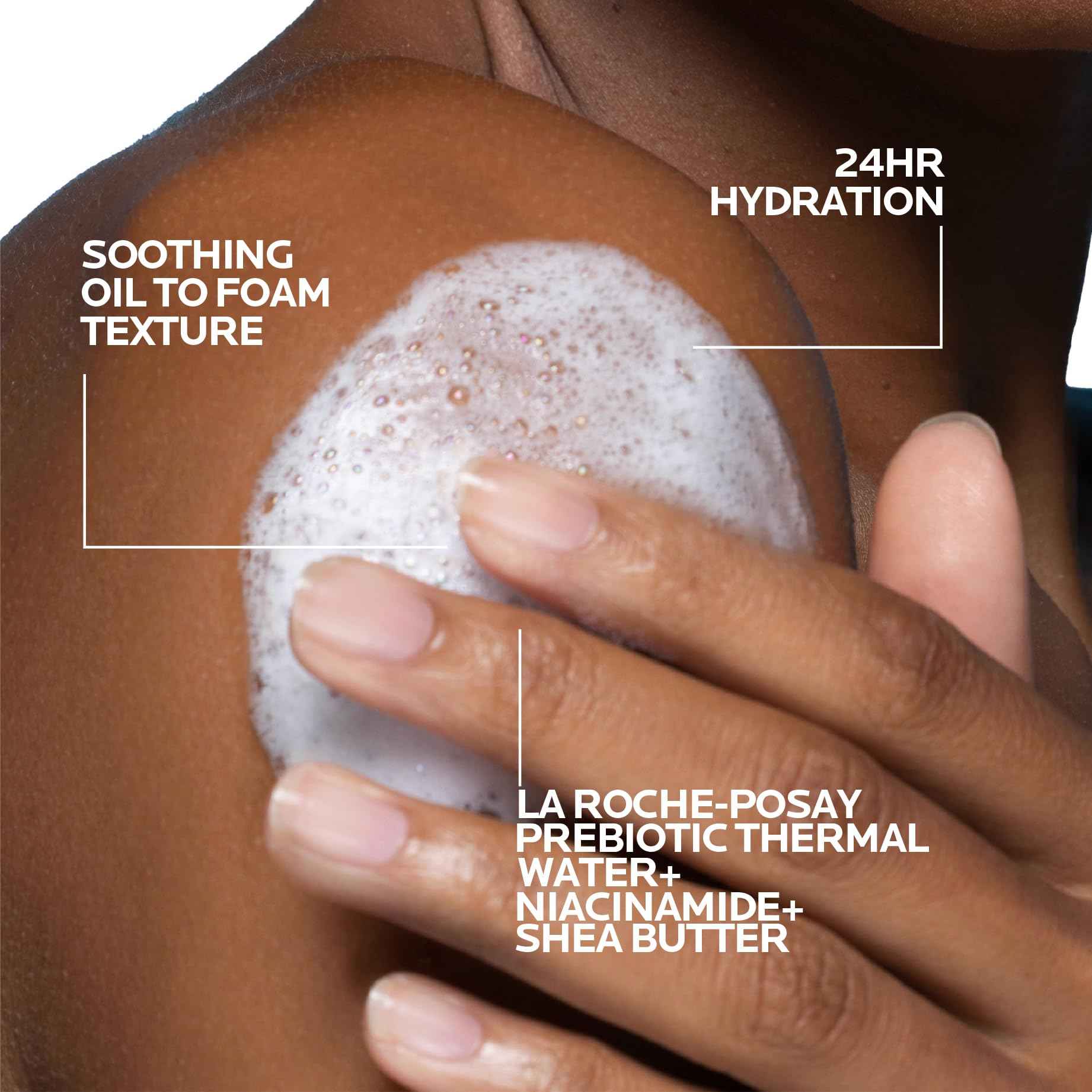 La Roche-Posay Lipikar AP+ Gentle Foaming Cleansing Oil, Gentle Oil Cleanser for Face and Body Formulated with Niacinamide, Long-Lasting 24-hour Hydration, Fragrance-Free & Soap Free