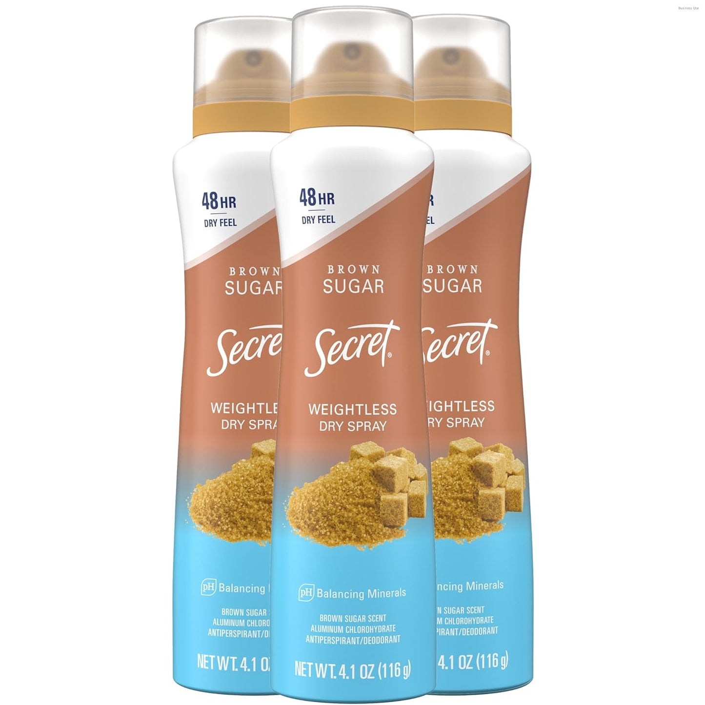 Secret Antiperspirant Deodorant for Women - 48hr Weightless Sweat & Odor Protection | Brown Sugar Scent, 4.1 oz (Pack of 3)