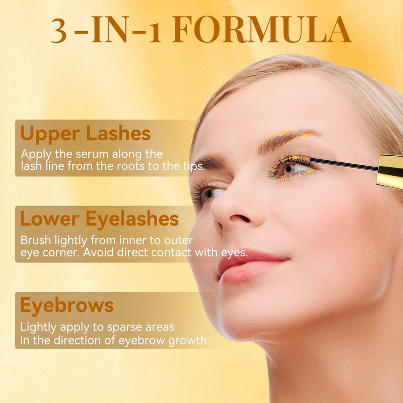 Eyelash Growth Serum, Eye Lash and Eyebrow Enhancing Serum for Women & Men - with Advanced Formula to Boost Longer Fuller and Thicker Lashes and Eyebrows, Gentle & Vegan for Sensitive Eyes (3 mL)