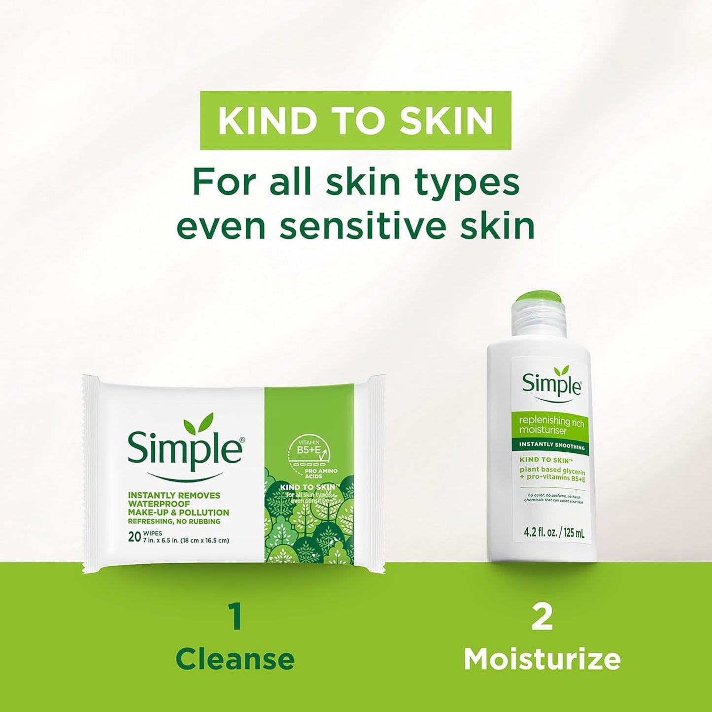 Micellar Makeup Remover Wipes - Gentle Face Wipes for Waterproof Makeup - Enriched with Vitamin B5 & E - 6 Pack