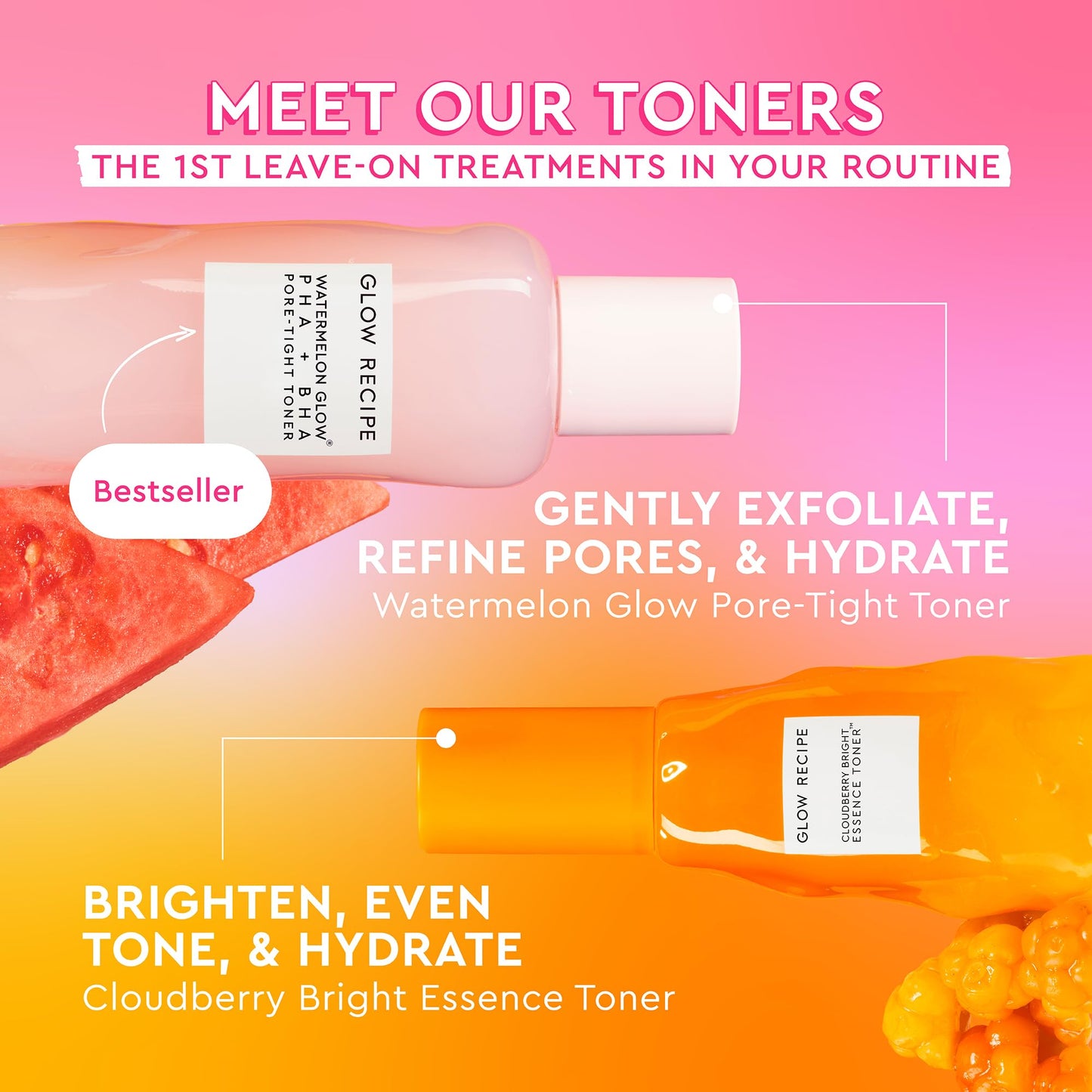 Glow Recipe Cloudberry Brightening Essence Toner, Korean Brightening Essence, Hydrating Rice Water + 5% Glycerin, CoQ10, Vitamin C & E, Barrier Support, Even Tone (75ml)