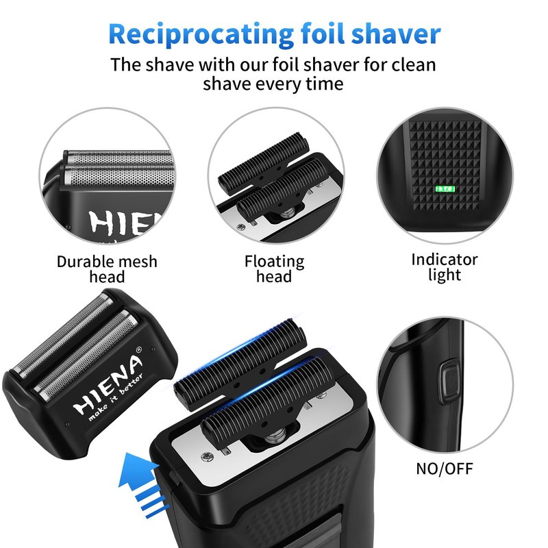 HIENA Professional Hair Clipper Set for Men, Cordless Clippers Set and Trimmer Kit, USB Rechargeable Electric Beard, Nose Hair Trimmer, Foil Shaver & Men's Facial Grooming Tool Kit, Gifts for Men