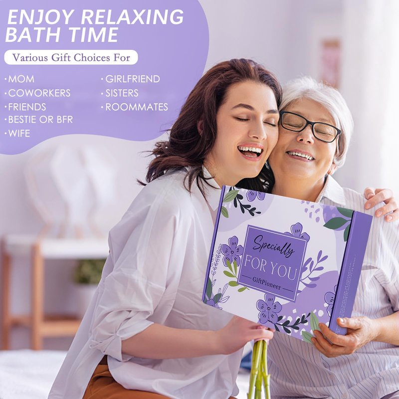 Birthday Gifts for Women, Self Care Gifts for Women, Relaxing Spa Gifts Basket Care Package w/Flannel Blanket, Mothers Day Gifts for Mom Her Best Friend Grandma Sister Wife (Purple)